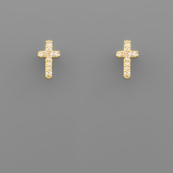 CZ Cross Studs - Picture 2 of 2